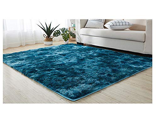 GUOCU Alfombra De Imitación De Piel De Cordero Alfombras Salon, Modernas Antideslizante Super Suave Pelo Largo Fluffy Alfombra, para El Salón, Dormitorio, Comedor Alfombra Grandes,Azul2,80x160