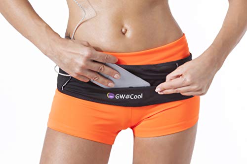 GW#Cool Riñonera Running Cinturón Belt de Running Senderismo Trail Fitness Deportivo Banda Elástica Unisex Adulto, Bolsillos portateléfono hidratación portabotellas