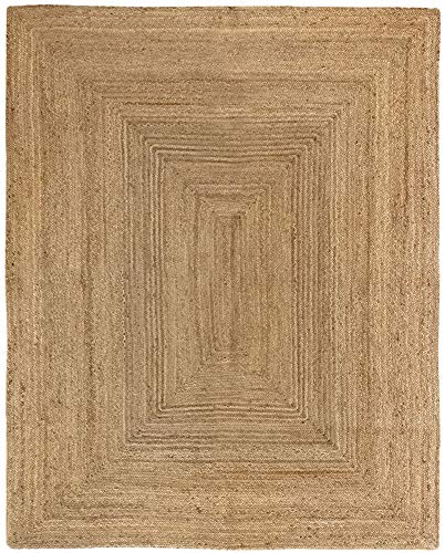 HAMID Alfombra Yute Alhambra Color Natural - Alfombra 100% Fibra de Yute (200x250cm)