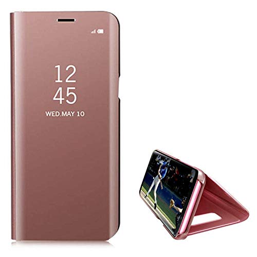 Hancda - Funda para Samsung Galaxy A40, diseño de espejo, de plástico duro, con espejo, función atril, color oro rosa