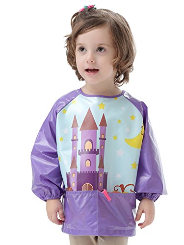 Happy Cherry Babero Babi Impermeable Ajustable para Jugar Comer Pintar Escuela Infantil Bebé 2-4 Años - L - Castillo