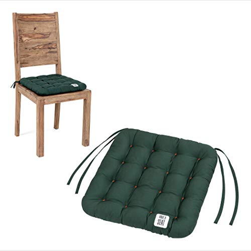 HAVE A SEAT Luxury – Cojín de asiento 40 x 40 cm – Cómodo cojín ortopédico, lavable hasta 95 °C, apto para secadora, no destiñe, fabricado en Alemania – (juego de 6 con cintas, verde musgo)