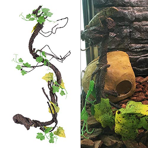 HEEPDD Vid Reptil, ratán Artificial Escalada Selva Bosque Curva Rama Terrario Jaula Hábitat Decoración para Lagarto Araña Camaleón Serpientes Gecko Otros Animales pequeños (L)