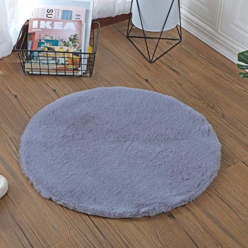 HEQUN Alfombra De Piel De Conejo Artificial,Antideslizante Lujosa Suave Lana Artificial Alfombra para salón Dormitorio baño sofá Silla cojín (Gris, 45x45cm)