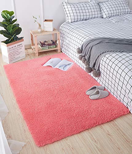 HETOOSHI Alfombra Salon Grandes Shaggy - Alfombras Dormitorio Modernas Pelo Largo Lavables - para Comedor, Dormitorio, Pasillo y Habitación Juvenil (Rojo, 80 x 120 cm)