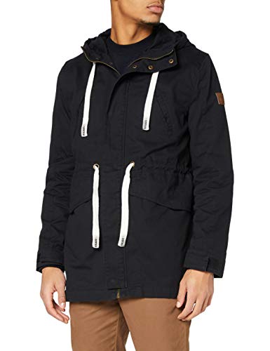 HIKARO Chaqueta Ligera Estilo Parka con Cuello Cerrado Hombre, Negro (Black), 54 (Talla del fabricante: X-Large)