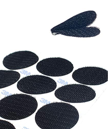 HIMRY 36 pares 38mm Almohadillas Adhesivas Extrafuerte 3M Adhesivo, Redondas de Montaje No Más Clavos, Doble Cara Sólida Ronda Gancho y Bucle Resistentes para Paredes Gafas Metales, Negro KXB5057