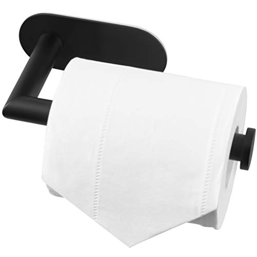 HITSLAM Portarrollos Baño Autoadhesivo, Portarrollos para Papel Higiénico Acero Inoxidable SUS304 para Baño Cocina (Negro Mate)