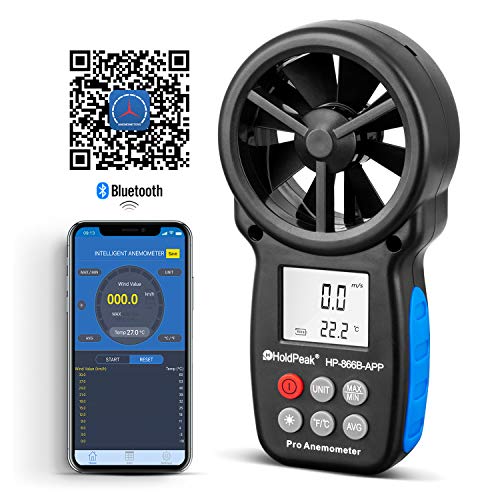 HoldPeak Anemómetro Digital de Mano Para Medir la Velocidad del Viento 866B/866B-APP/866A/816B/816B*5 (6-Anemómetro-866B-APP)