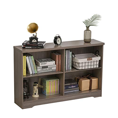 HOMCOM Estantería de Madera Librería Biblioteca de 4 Compartimentos con Baldas Ajustables para Libros Archivos 119,5x29,5x76,5 cm Marrón Nogal