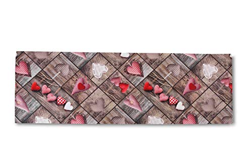 Home Life Alfombra vinílica de Cocina Lavable y Antideslizante Fabricada en Italia | Alfombra Rectangular de PVC Antimanchas para Interior y Exterior | Alfombra pasillera con Corazones (52x200 cm)