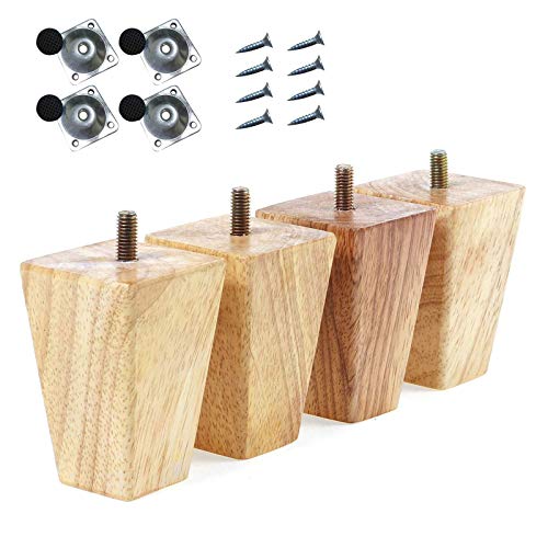 Honeyhouse Patas de madera para sofá, 4 unidades, 6 cm/10 cm/15 cm, repuesto para muebles con placas de montaje y tornillos para sofá, cama, armario, otomana