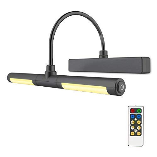 HONWELL Luz de Pintar Remota,Luz de Espejo,Aplique Pared Baño,Alimentada por Batería AA Luz de Pantalla,Brazo Oscilante de 180 ° Regulable Marco Luces Lámpara de Pared para Interior Pintar,Negro