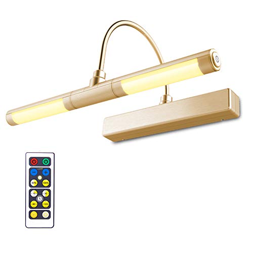 HONWELL-Luz LED Inalámbrica a Batería con Control Remoto, Cabezal de Luz Giratorio de 13 Pulgadas con 3 Modos de Iluminación,Regulable Marco Luces Lámpara de Pared para Pintar,Espejo,Color Rosa Dorado