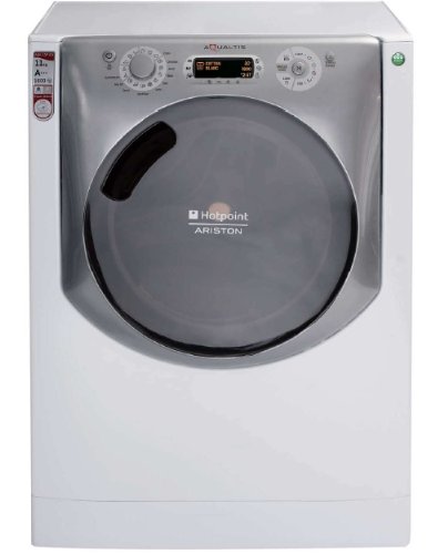 Hotpoint Aqualtis AQ113D 69 EU/A - Lavadora (Independiente, Carga frontal, Plata, Blanco, Derecho, LCD, Negro)