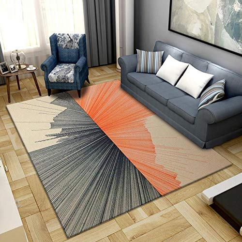 HPPSLT Modern Plush - Pile Shag Rug - Sala de Estar Familiar Alfombra de impresión de Pintura al óleo Naranja Negra Simple Antideslizante-El 120x180cm