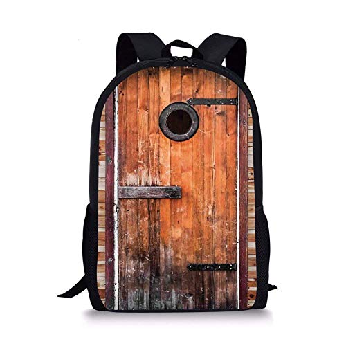 huatongxin Mochilas Escolares rústicas, fotografía de Madera de Pino Anudada Antigua con Ventana de Control Diseño de Madera de la Naturaleza, marrón Caramelo para niños y niñas Mochila Deportiva p