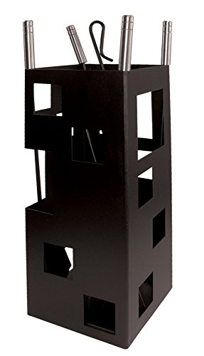 Imex El Zorro 10098 Juego para Chimenea, Cuadrado (INOX, 50 x 20 x 20 cm) útiles Color Negro