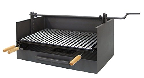 IMEX EL ZORRO Cajón para Barbacoa con Elevador y Parrilla de INOX, 61 x 40 x 33 cm, Gris FORJA, 71518