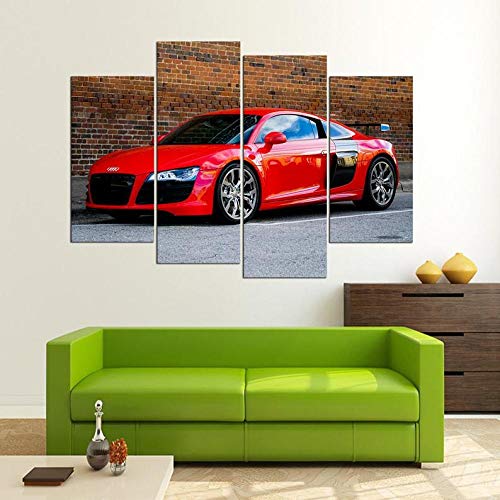 IOIP Cuadro En Lienzo 4 Piezas Impresiones sobre Lienzo Audi R8 GT ImpresióN HD Pintura 4 Piezas Modernos Salón Decoracion Murales Pared Lona XXL Hogar Dormitorios Decor