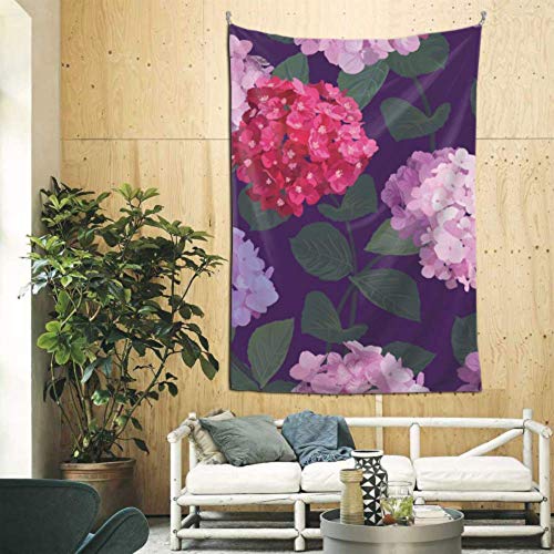 JIUCHUAN 60x90 Pulgadas decoración Arte de la Pared Rosa Retro Hermosa Hortensia Tapiz Familiar Arte de la Pared para apartamento Dormitorio telón de Fondo decoración del hogar