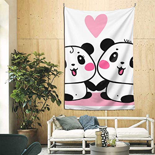 JIUCHUAN Tapiz de Pozo de 60x90 Pulgadas Muchos Pandas de Dibujos Animados encantadores decoración de Pared Arte de Pared para apartamento Dormitorio telón de Fondo decoración del hogar