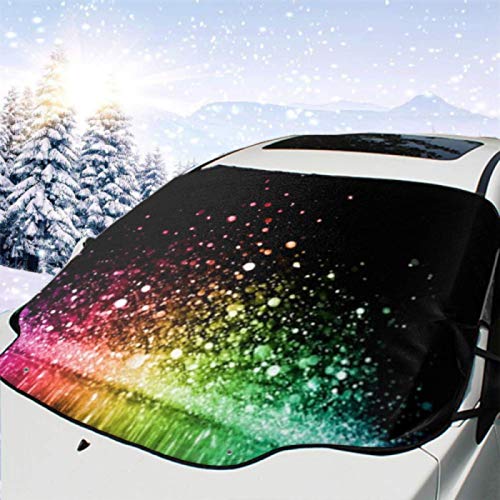 JONINOT Visera de sombrilla automática para Parabrisas Delantero Impermeable Fondo Abstracto de Luces Brillantes Brillantes del Arco Iris Protector protección contra heladas Invierno vehículos