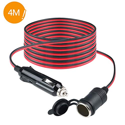 JTENG Zócalo del encendedor de cigarrillos,Waterproof Marine Grade 12V / 24V DC enchufe del encendedor de cigarrillos Outlet para Boat Motorbike Car, con cable de conexión (1PCS-4M)