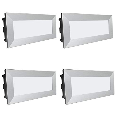 Juego de 4 lámparas led empotrables de pared para exteriores Piko-L & Piko-LQ de color blanco cálido, IP65