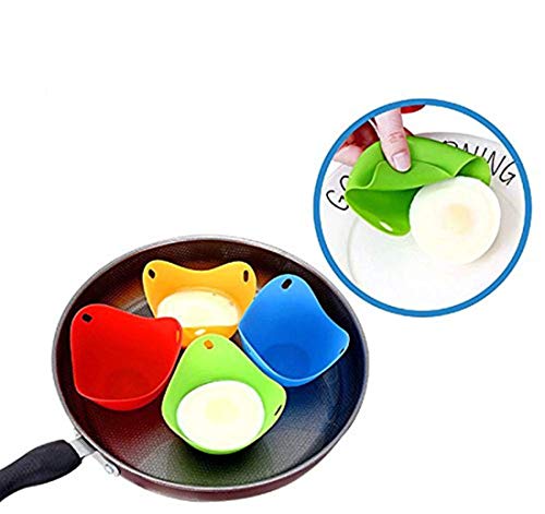 Juego de 6 moldes de silicona para huevos escalfadores perfectos para cocinar huevos escalfados, microondas o estufa (color al azar)