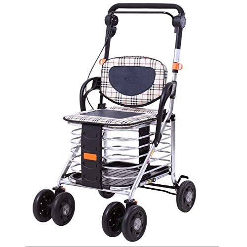 KAD de Peso Ligero Plegable Ajustable Walker Conducción Tratamiento Médico, de Compras de Ancianos Puede Tomar un Coche de Aleación de Aluminio de Viajes de Cuatro Ruedas De-Walker pesado