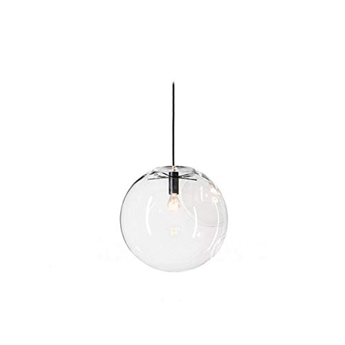 KBEST Pelota Vidrio Pantalla E27 Lámpara Colgante de Techo Araña Transparente Droplight para Recibidor Barra Cocina Comedor Iluminación Decorativa,25cm