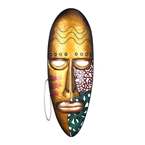 Kedelak Máscara Africana Arte Colgante de Pared Máscara de Hierro Decoración de la Pared Cultura Tribal Africana Decoración del hogar o jardín Colorido
