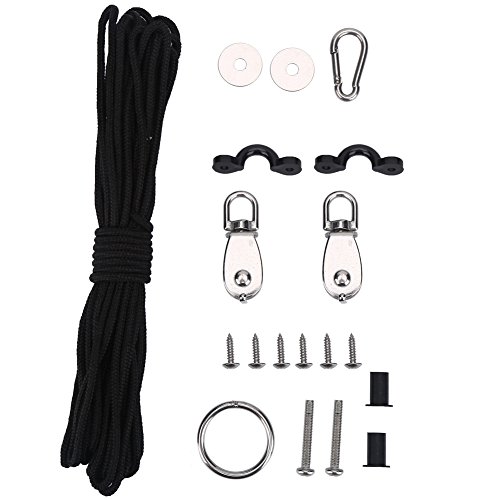 Kit de carro de anclaje para kayak, sistema de carro de anclaje para canoa con almohadilla de polea Anillo de ojo Tornillos de gancho Accesorio para canoas Kayaks Barco (cuerda de 10 m)