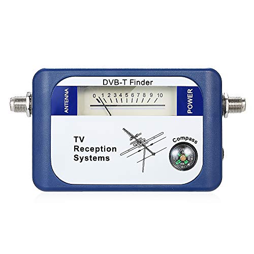 KKmoon Localizador de satélites Digital Medidor de señal DVB-T satelital digital Antena de TV terrestre aérea con sistemas de recepción de TV con brújula