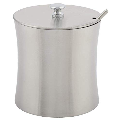 KSTORE Sugar Bowl asegurar azucarero de Acero Inoxidable Sano pote de aderezo de Especias Sal Pimienta con Tapa Cuchara,Plata