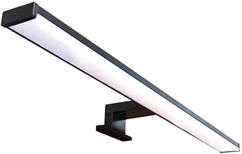 Lámpara de espejo LED para baño VEGA – 40 cm, 8 W, 640 lm, 220 V, 4000 K, negro satinado aluminio, IP44 Clase II, no regulable, instalación de espejo o marco, aplique, luz cálida
