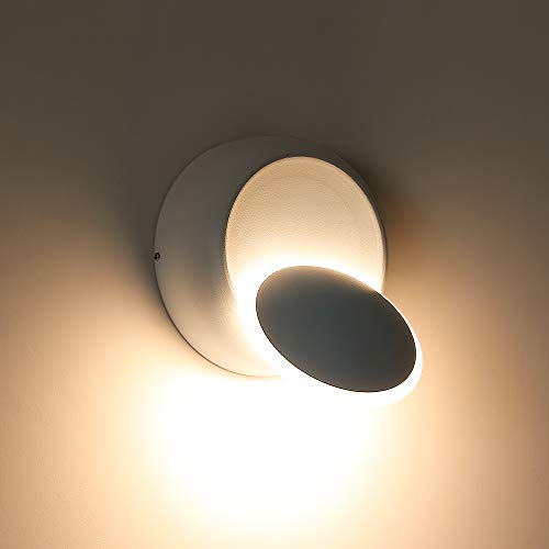 Lámpara de Pared Moderna, Luz de Techo Giratoria de 360 Grados, Lámparas de Escalera de Pasillo Redondo Creativo (Blanco)