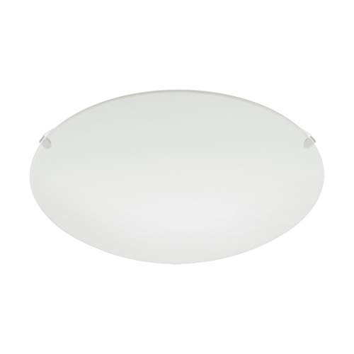 Lámpara de techo EGLO MARS, aplique de pared con 1 bombilla, lámpara de techo de acero, color: blanco, vidrio: blanco satinado, casquillo: E27