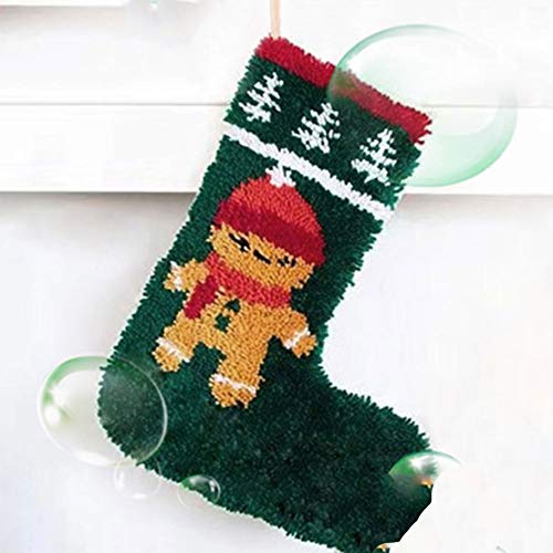 Latch Hook Kits Calcetines de Navidad for Adultos Bricolaje Tapiz Alfombras Tapetes Haciendo Amortiguador de la Almohadilla pestillo del Gancho Bordado Kit de Santa Claus 50 * 42cm