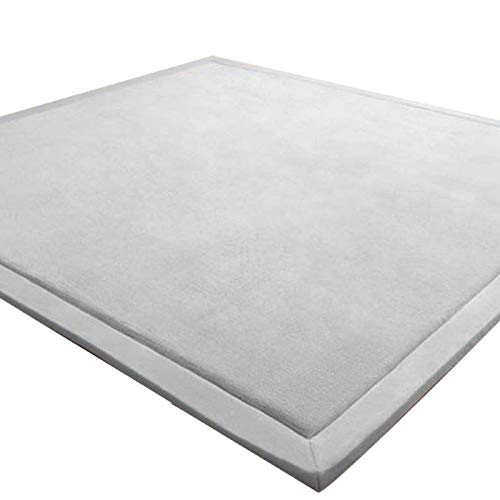 LEHOUR Engrosamiento Coral Terciopelo Alfombra Manta de rastreo para niños Alfombras Suaves de Tatami Antideslizante para niños Enlarge Play Mat (Gris, 200 * 240CM)