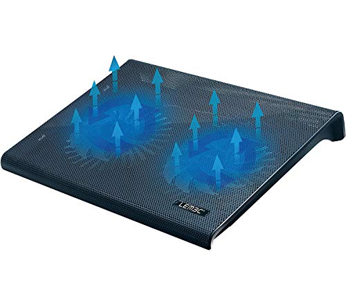 LEMEC. Base de refrigeración para PC Portátil. Iluminación LED Color Azul. Soporte para portátiles de 10" a 17". Conexión USB. 2 Ventiladores 3000 RPM. 36,2 x 28 cm.