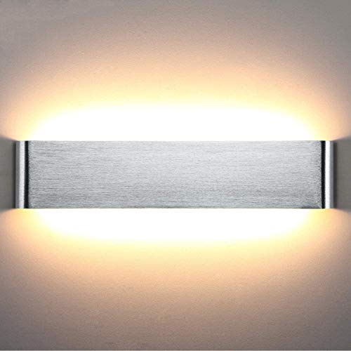 Lightess 18W 40CM Apliques de Pared LED Lámpara de Pared Interior Moderna Luz de Aluminio Acrílico Iluminación para Salón Sala de Estar Dormitorio Baño Escalera (blanco cálido, plata)