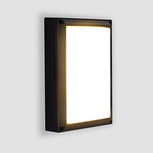 Lightess 18W Apliques de Pared Exterior LED Lámpara de Pared Moderna Impermeable IP65 Luz de Aluminio Iluminación para Patio, Terraza, Balcón, Negro (blanco cálido)