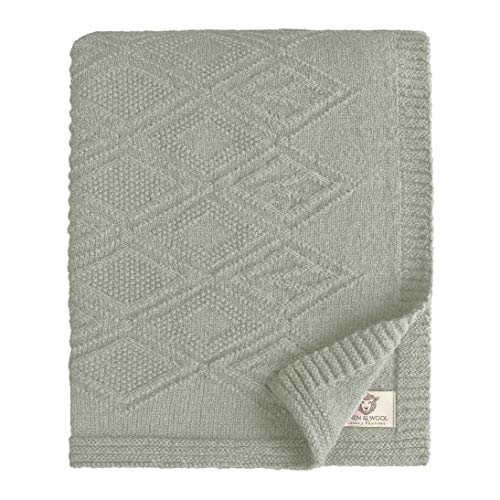 Linen & Cotton Manta para Sofá de Punto Suave y Ligera Arianna - 100% Pura Lana Nueva Zelanda, Gris (120 x 180cm) Plaid Blanket Edredón Colcha de Cama Singolo Matrimonio para Invierno e Verano