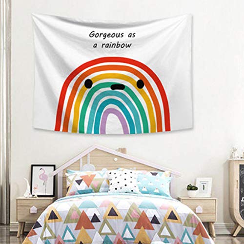 llc Tapiz Dormitorio Junto A La Cama Habitación De Los Niños Tela Colgante Dormitorio Alquiler Casa Decoración del Hogar Tela De Fondo Tira De Arco Iris De Dibujos Animados