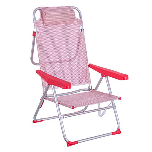 LOLAhome Silla de Playa Cama reclinable Coral de Aluminio y textileno de 100x56x61 cm