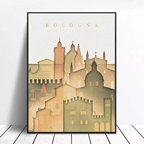 lubenwei Cuadro en Lienzo con el Horizonte de Bolonia, Italia, Cuadros artísticos de Pared, Impresiones, decoración del hogar, póster de Pared, decoración para Sala de Estar 50x70cm Sin Marco AQ-196