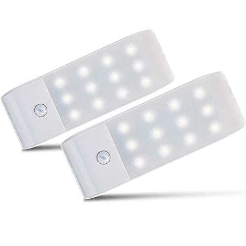 Luces de Noche LED,GPISEN Pack de 2 Luces con Sensor de Movimiento,Lámpara Nocturna USB Recargable,Luz inalambrica cálida para Escaleras, Guardarropa, Porche, Armario, Cocina, Dormitorio