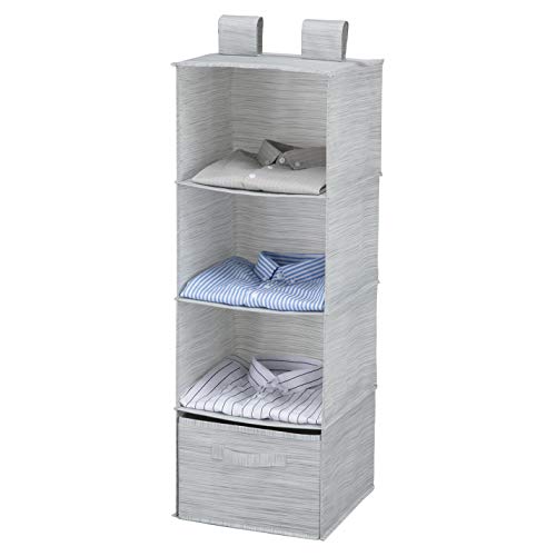 MaidMAX Organizador para Armario con Cajón, Estantería Colgante de Tela, Organizador Colgante de Ropa, Toallas, etc, Gris Claro